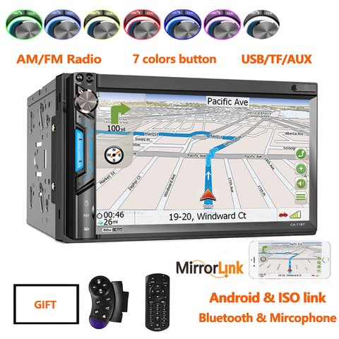 Радио 2din FM/AM Mirrorlink GPS Bluetooth мультимедийный плеер dvd Авто Радио стерео 2 din 7010B плюс для 7-дюймовый универсальный авто ► Фото 1/6