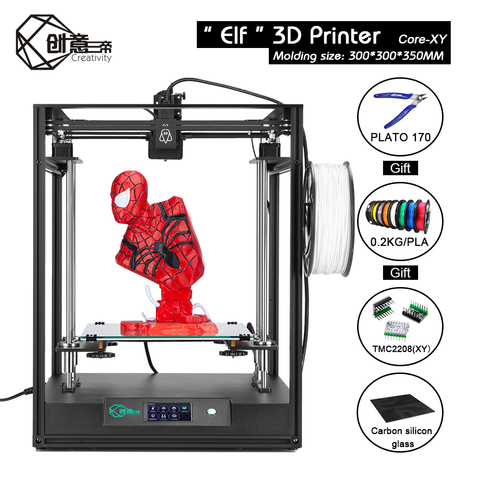 3D-принтер corexy, обновленный, короткий диапазон, эльф, полностью металлический, высокая точность, большой размер, 300x300x350 мм, с двойной осью Z ► Фото 1/6