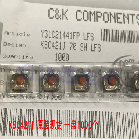 Мягкий переключатель KSC421J SMD 6*6*5,2, водонепроницаемый и пыленепроницаемый силиконовый тактовый переключатель с головкой, 5 шт. ► Фото 1/1