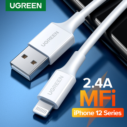UGREEN MFi USB кабель для iPhone 12 mini 12 Pro Max 2.4A Быстрая зарядка USB кабель для передачи данных для iPhone X 11 8 USB кабель для зарядки ► Фото 1/6