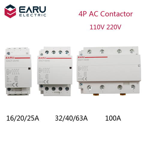 4P 16-100A AC 110V 220V 50/60Hz Din Rail бытовой AC Контактор В соответствии с стандартом переключатель контроллер 4NO 4NC 2NO 2NC 