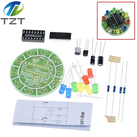 CD4017 красочные Голосовое управление Вращающийся светодиодный светильник kit электронная производство diy kit Запасные части Студенческая Лаборатория ► Фото 1/6