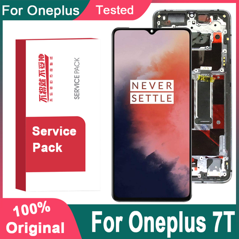 100% Оригинальный дисплей 6,55 дюйма на замену для OnePlus 7T AMOLED LCD кодирующий преобразователь сенсорного экрана в сборе для экрана дисплея 1 + 7T ► Фото 1/6