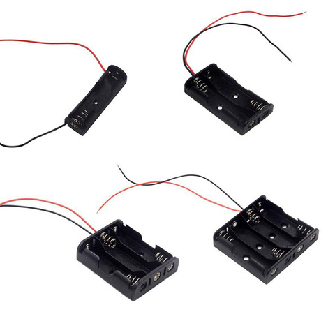 Черный пластик 1 2 3 4 слота AA Размер Аккумулятор Чехол для хранения коробка держатель с проводами ► Фото 1/6