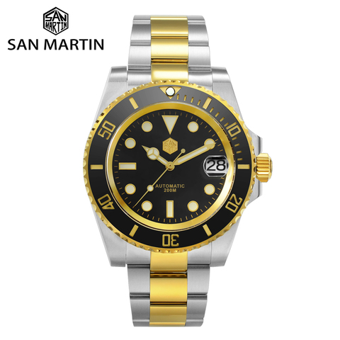 San Martin Diver часы NH35 Роскошные сапфировые 120 кликов керамический ободок Мужские автоматические механические часы 20Bar светящаяся Дата SN017 ► Фото 1/6