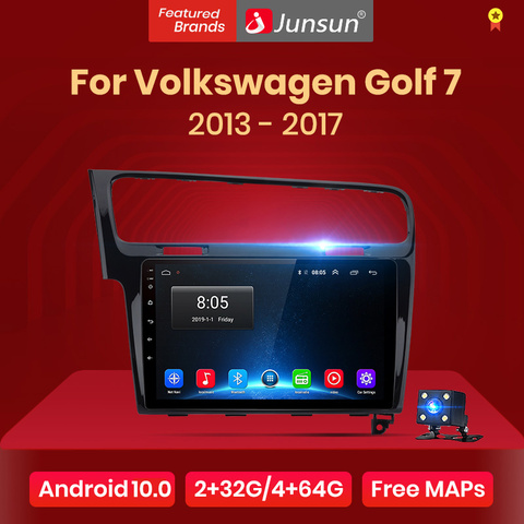 Junsun 2G + 32G Android 10 4G Автомобильный Радио мультимедийный плеер для Volkswagen Golf 7 2013-2017 навигация GPS 10,1 ''Авто 2 din без dvd ► Фото 1/6