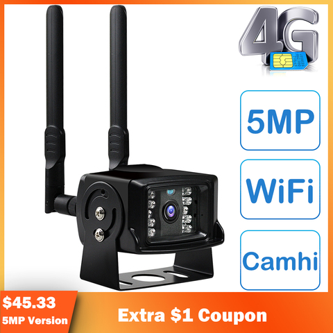 3G 4G sim-карта, умная IP купольная камера, WIFI, камера безопасности на открытом воздухе, 5 МП, 1080P, HD CCTV, домашняя камера видеонаблюдения, металлическая P2P Camhi ► Фото 1/6