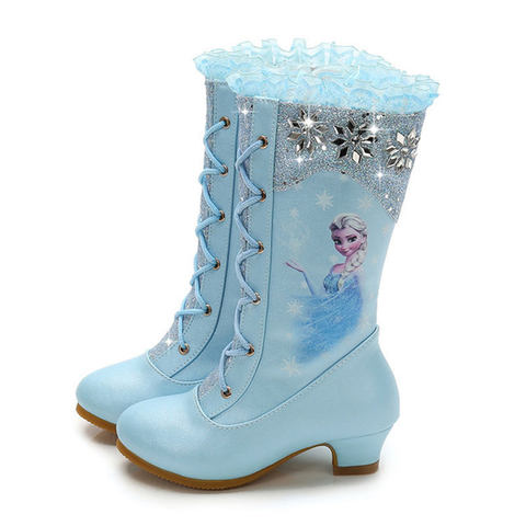 От 4 до 13 лет девочек; Botas Frozen Elsa; Детская зимняя обувь для принцесс; Детские зимние ботинки ► Фото 1/5