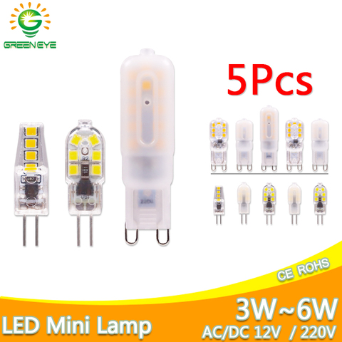 Светодиодная лампочка G4 G9 SMD2835 для люстры, 220 В переменного тока, 12 В, 5 шт. ► Фото 1/6