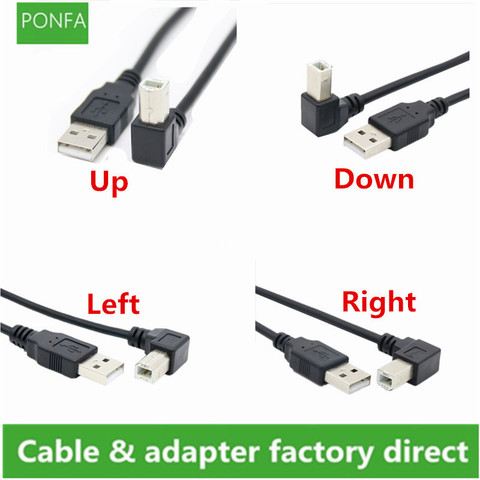 USB 2,0 A папа к USB B папа Тип B BM вверх и вниз, левый и правый угол принтер сканер 90 градусов кабель BM Угловой кабель 0,3 М-1,5 м ► Фото 1/5