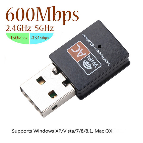 USB WiFi адаптер 2,4 ГГц 5 ГГц 600 Мбит/с WiFi антенна двухдиапазонная 802.11b/n/g/ac мини беспроводная компьютерная сетевая карта приемник ► Фото 1/6