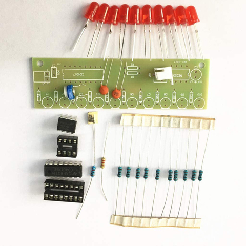 NE555 + CD4017 красный, синий, двухцветные мигающие огни, набор, стробоскоп, тренировочные Наборы для творчества, электронный модуль для набора ► Фото 1/6