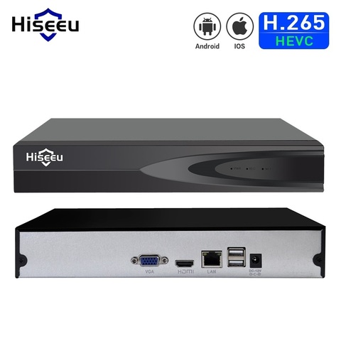 Hiseeu H.265 видеорегистратор 8CH 16CH 5MP 4MP 2MP выход Обнаружение движения ONVIF рекордер для ip-камеры металлический чехол ► Фото 1/6