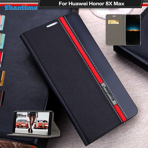 Чехол-книжка из искусственной кожи для Huawei Honor 8X Max, чехол-книжка для Huawei Honor Note 10, деловой чехол-кошелек, Мягкая силиконовая задняя крышка ► Фото 1/6