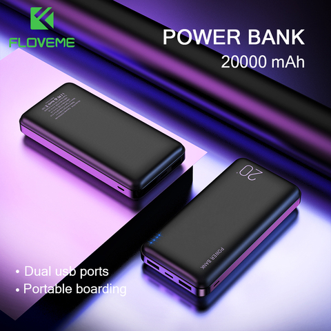 FLOVEME 10000/20000 мАч Power Bank для iPhone 12 11 Pro XR Power Bank зарядное устройство с двойным USB портом устройств Внешний аккумулятор повербанк ► Фото 1/6