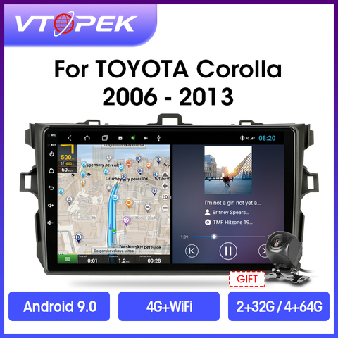 Автомагнитола Vtopek для Toyota Corolla, мультимедийный проигрыватель на Android 9,0, с 9 