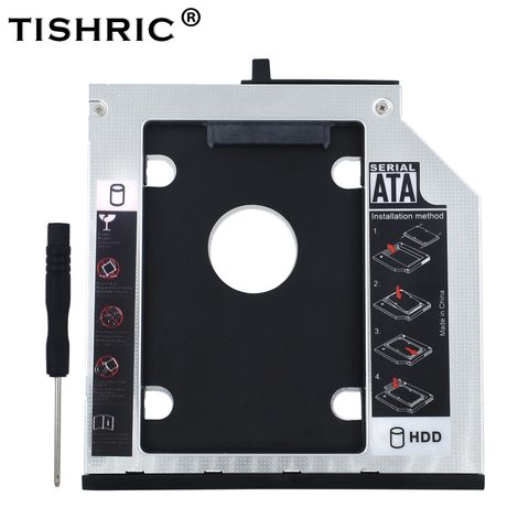 TISHRIC 12,7 мм SATA 3,0 HDD Caddy Корпус для внешнего жесткого диска Box HDD 2,5 Optibay алюминиевый корпус для Lenovo ThinkPad T420 T430 T510 T530 W700 ► Фото 1/6