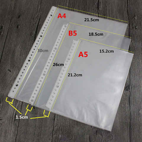 30 26 20 отверстий, пластиковые карманы, A4 B5 A5 пластиковые прозрачные рукава 100 листов ► Фото 1/6