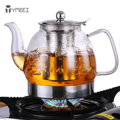 Стеклянный чайник YMEEI 800/1200 мл, газовый стандартный чайник, китайский чайник с фильтром, термостойкий цветочный чай ► Фото 1/6