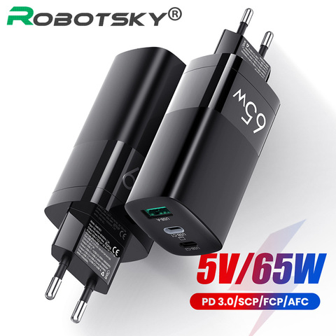 Зарядное устройство сетевое с USB-портами и поддержкой быстрой зарядки, 65 Вт ► Фото 1/6