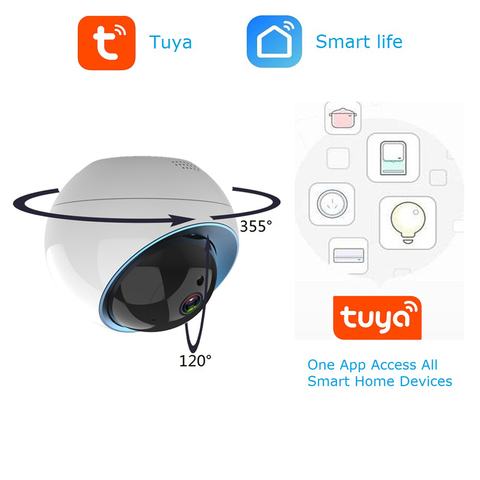 Купольная IP-камера wdskivi 1080P, приложение Tuya Smartlife, беспроводная Wi-Fi камера безопасности для дома, камера видеонаблюдения, умное уведомление ► Фото 1/6