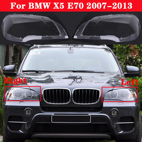 Крышка передней фары автомобиля для BMW X5 E70 2007-2013 xDrive 30i/35i/40i/48i/50i/35d/40d, налобный фонарь, стеклянный корпус 63117288995 ► Фото 1/4