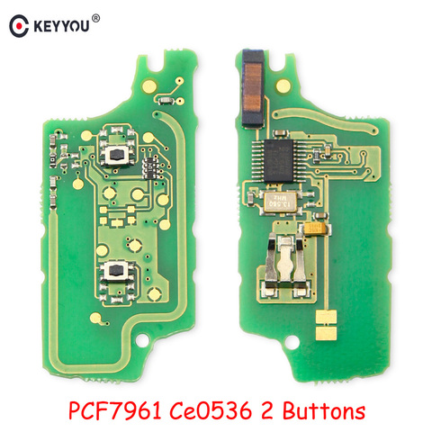 KEYYOU 2 Buttons Remote FSK Remote Key Circuit Electronic For Peugeot 207 307 407 408 308 For Citroen Fob 0536 with ID46 PCF7961 ► Фото 1/5