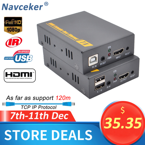 Квм-удлинитель Navceker HDMI KVM, 2022 м, с поддержкой IP, ИК-сети, квм-удлинитель USB HDMI, квм-удлинитель UTP/STP RJ45, квм-удлинитель CAT5 CAT6, 150 ► Фото 1/6