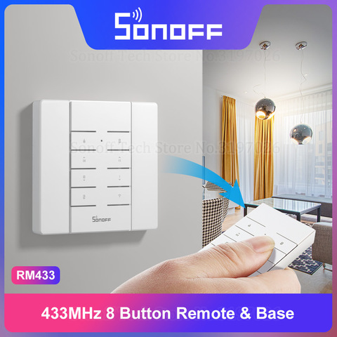 Пульт ДУ Itead Sonoff RM433, 433 МГц, 8 кнопок, Радиочастотный пульт, сопряжение с одним ключом, работает с 433 МГц, переключатели Sonoff Smart Home через eWeLink ► Фото 1/5