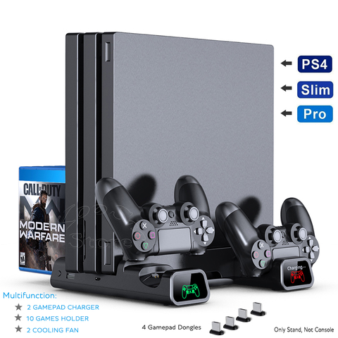 Зарядная станция для джойстиков PS4/PS4 SLIM/PS4 PRO, подставка для хранения игр с кулером для консоли PS 4, аксессуары для Sony Playstation 4 ► Фото 1/6