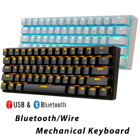 Механические игровые клавиатуры Bluetooth, тонкие, 61 клавиша, RGB Одиночная подсветка, поддержка Wins/Android/iOS ► Фото 1/6