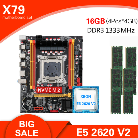 Материнская плата Kllisre X79 LGA2011 Mini-ATX combos E5 2620 V2 CPU 4 шт. x 4 ГБ = 16 Гб DDR3 1333 МГц ECC память ► Фото 1/6