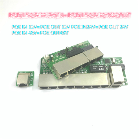 POE12V/24В/48В POE OUT12V/24В/48В poe коммутатор 100 Мбит/с poport; 100 Мбит/с UP Link poort; POE powered switch NVR ► Фото 1/6