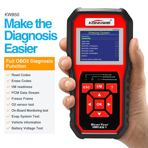 KONNWEI KW850 obd2 сканер Многоязычный Полный OBD 2 функциональный автомобильный диагностический инструмент кВт 850 лучше, чем Autel AL519 NX501 AD310 ► Фото 1/6