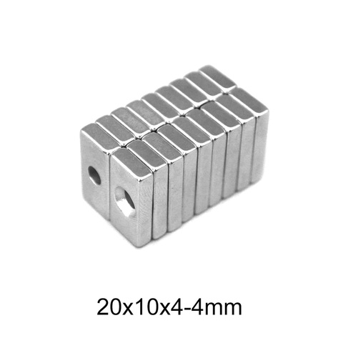 5 ~ 60 шт. 20x10x4-4 сильный квадратный неодимовый магнит отверстие 4 мм NdFeB магнитный 20x10x4 мм Блок Редкоземельные Магниты 20*10*4-4 мм ► Фото 1/6