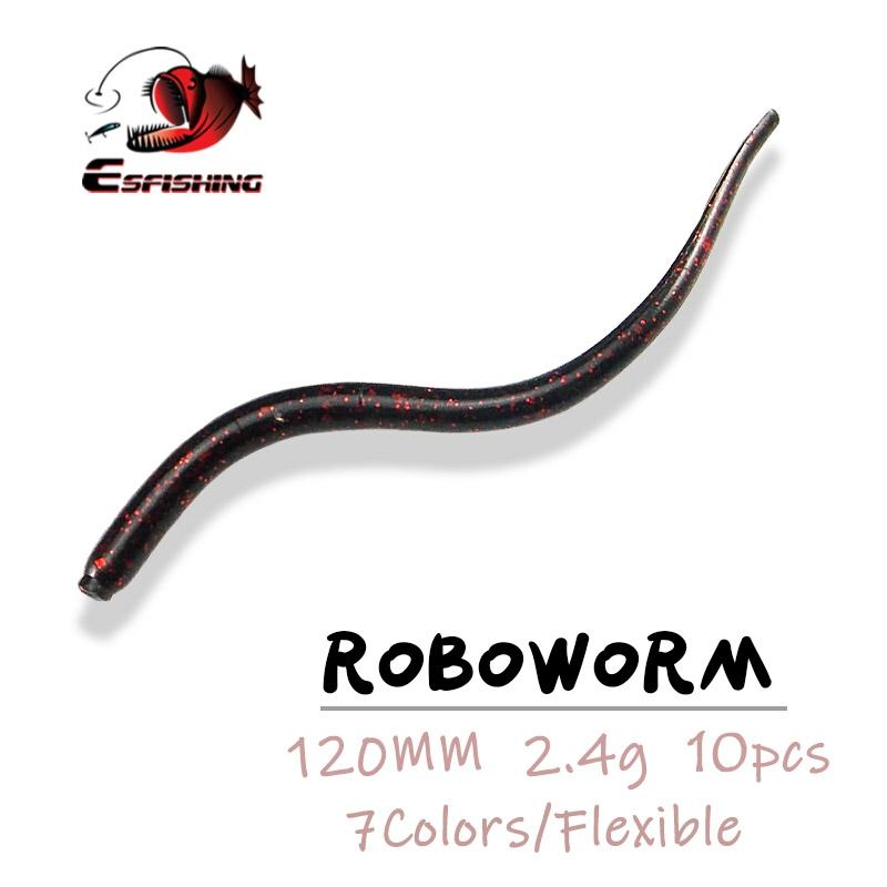 ESFISHING рыболовные приманки мягкие Червячные Roboworm 10 шт. 120 мм 2,4 г Морская рыбалка мягкие силиконовые приманки Дешевые снасти Pesca фидер ► Фото 1/6