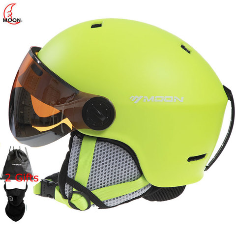 MOON лыжный шлем с очками цельнолитой PC + EPS высококачественный лыжный шлем Открытый Спорт Лыжи Сноуборд шлемы для скейтборда ► Фото 1/6