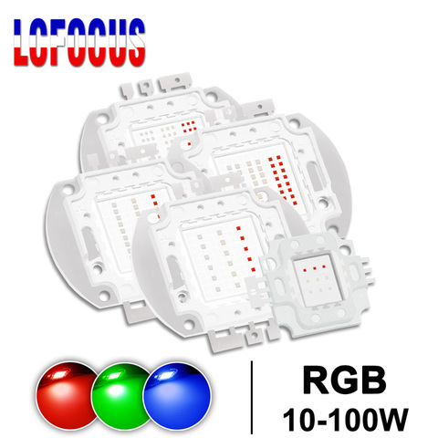 Светодиодный RGB чип COB 10 Вт, 20 Вт, 30 Вт, 50 Вт, 100 Вт, красный, зеленый, синий, полноцветный для «сделай сам», 10 20 30 50 100 Вт, сценический прожектор DMX для дискотеки ► Фото 1/6