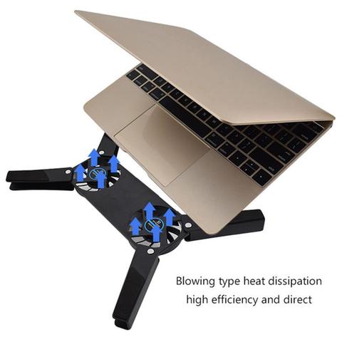 Охлаждающая подставка для ноутбука Besegad, складная охлаждающая подставка с двумя вентиляторами для Chromebook, Samsung, Lenovo, Dell, ПК ► Фото 1/6
