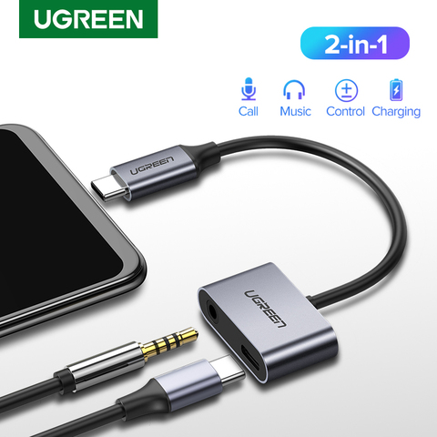 Кабель-адаптер Ugreen с USB C на разъем 3,5 типа C, конвертер для наушников USB Type C 3,5 мм AUX для Huawei P20 Pro Xiaomi Mi 6 8 9 se Note ► Фото 1/6