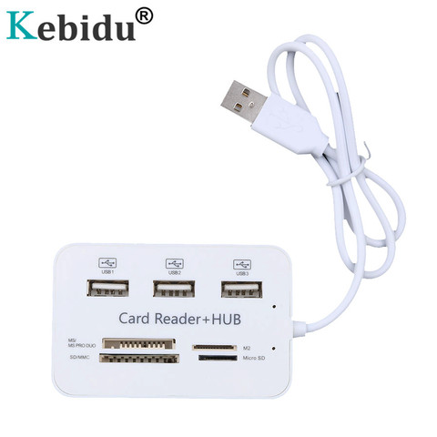 Разветвитель Kebidu usb-хаб с 3 портами, хаб 2,0 с кардридером SD/TF/M2 для клавиатуры i8, ПК, ноутбука, камеры, карты Micro SD ► Фото 1/6