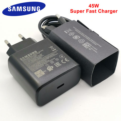 Зарядное устройство для Samsung, супербыстрая зарядка 45 Вт для Samsung GALAXY S20 S10 Note 10 Plus S20 Note 20 Ultra EP-TA845 A91 A80 S20 + Note10 + ► Фото 1/6