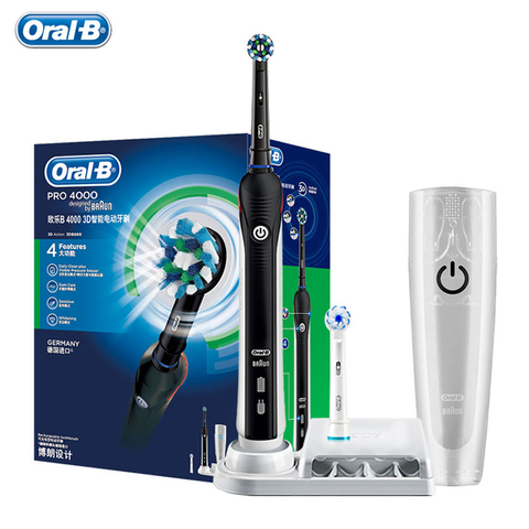 Oral B Ультразвуковая электрическая зубная щетка Pro4000 3D Smart Tooth отбеливающая перезаряжаемая зубная щетка для взрослых Водонепроницаемая удаление пятен ► Фото 1/6