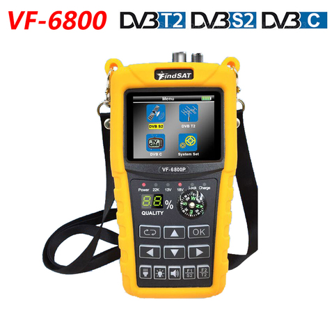 VF-6800 HD цифровой спутниковый Finder Combo поддержка DVB-T2/DVB S2/DVB C Sat Finder метр для спутникового ТВ приемника dvb t2 тюнер ► Фото 1/6