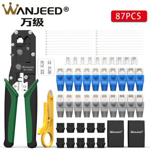 WANJEED обжимной инструмент RJ45 набор для обжима сети LAN кабель Щипцы Резак для зачистки плоскогубцы 8P/6P для RJ12 RJ11 RJ45 разъем ► Фото 1/6
