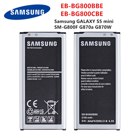 SAMSUNG оригинальная EB-BG800BBE EB-BG800CBE 2100 мА/ч, батарея для Samsung GALAXY S5 мини S5MINI SM-G800F G870A G870W мобильный телефон ► Фото 1/4