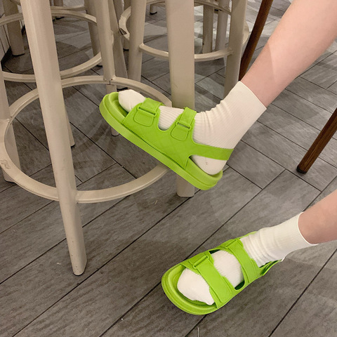 2022, модные пляжные сандалии в Корейском стиле, женские римские сандалии на платформе с пряжкой, летняя обувь, женские сандалии в стиле преппи, обувь SH366 ► Фото 1/6