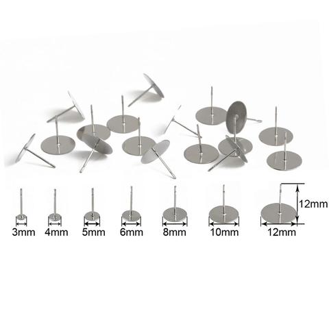 Пустая основа для сережек-гвоздиков из нержавеющей стали, белая основа для сережек-кабошонов, аксессуары для изготовления ювелирных изделий своими руками, 100 шт./лот ► Фото 1/6