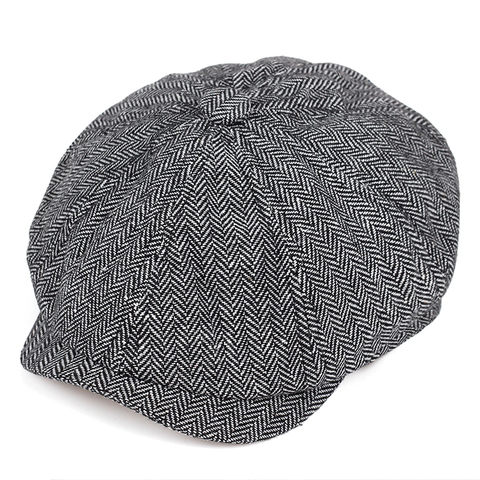 Мужские шапки в стиле ретро, восьмиугольные шляпы черного цвета в британском стиле, Осень-зима 2022 ► Фото 1/6
