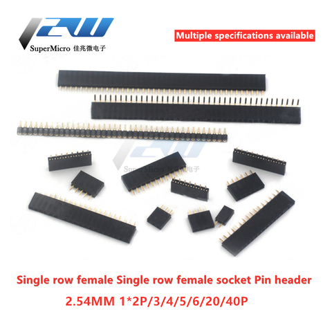 10 шт./лот 2,54 мм Однорядный шиномонтажный разъем PCB 1*2/3/4/5/6/7/8/10/12/16/20/40 arduin o pin ► Фото 1/6